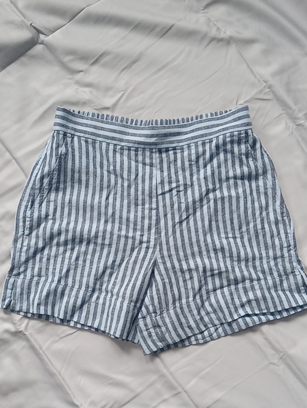 Banana Republic Blue and White Striped High-Rise Shorts